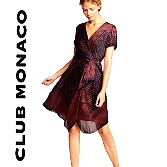 Club Monaco silk wrap midi dress - Picture 2 of 11